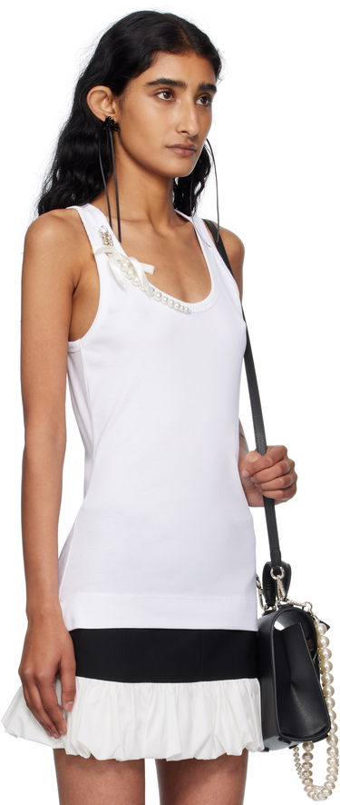 Majica brez rokavov Simone Rocha Simone Rocha Pearl Chain Tank Top Črna | 5375B 0553, 4