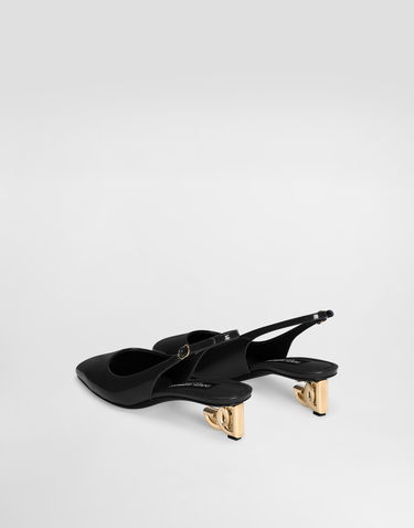 Modni dodatki Dolce & Gabbana Dolce & Gabbana Patent Leather Slingbacks with DG Heel Črna | CG0913A103780999, 2
