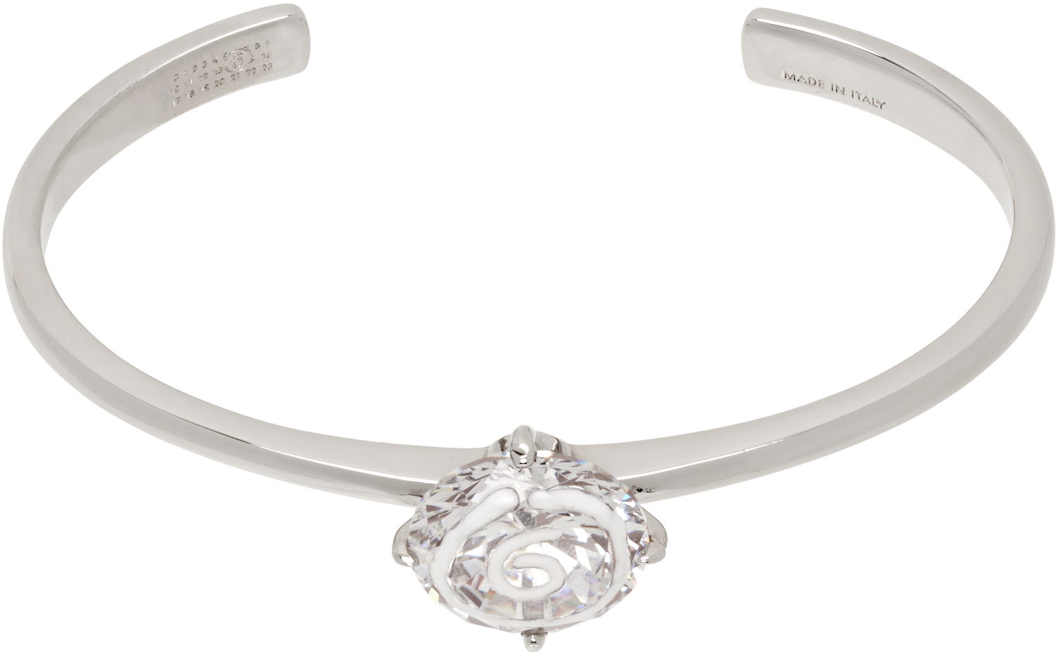 Zapestnica Maison Margiela MM6 Maison Margiela Silver & White Enamel Logo Cuff Bracelet Kovinski | SM6UY0101 P8372, 0