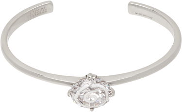Zapestnica Maison Margiela MM6 Maison Margiela Silver & White Enamel Logo Cuff Bracelet Kovinski | SM6UY0101 P8372, 0
