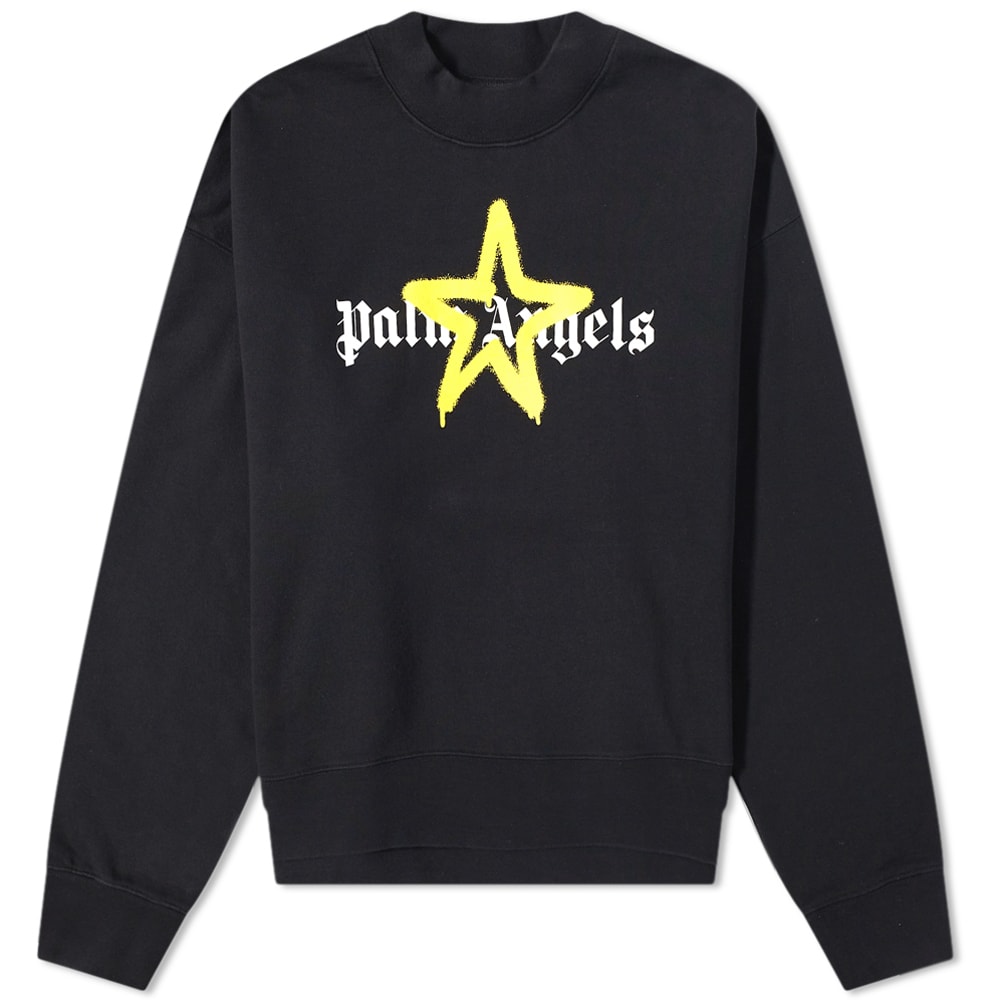 Pleteni pulover Palm Angels Star Sprayed Logo Crewneck Črna | PMBA026C99FLE0081018, 0