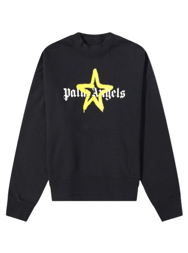 Pleteni pulover Palm Angels Star Sprayed Logo Crewneck Črna | PMBA026C99FLE0081018