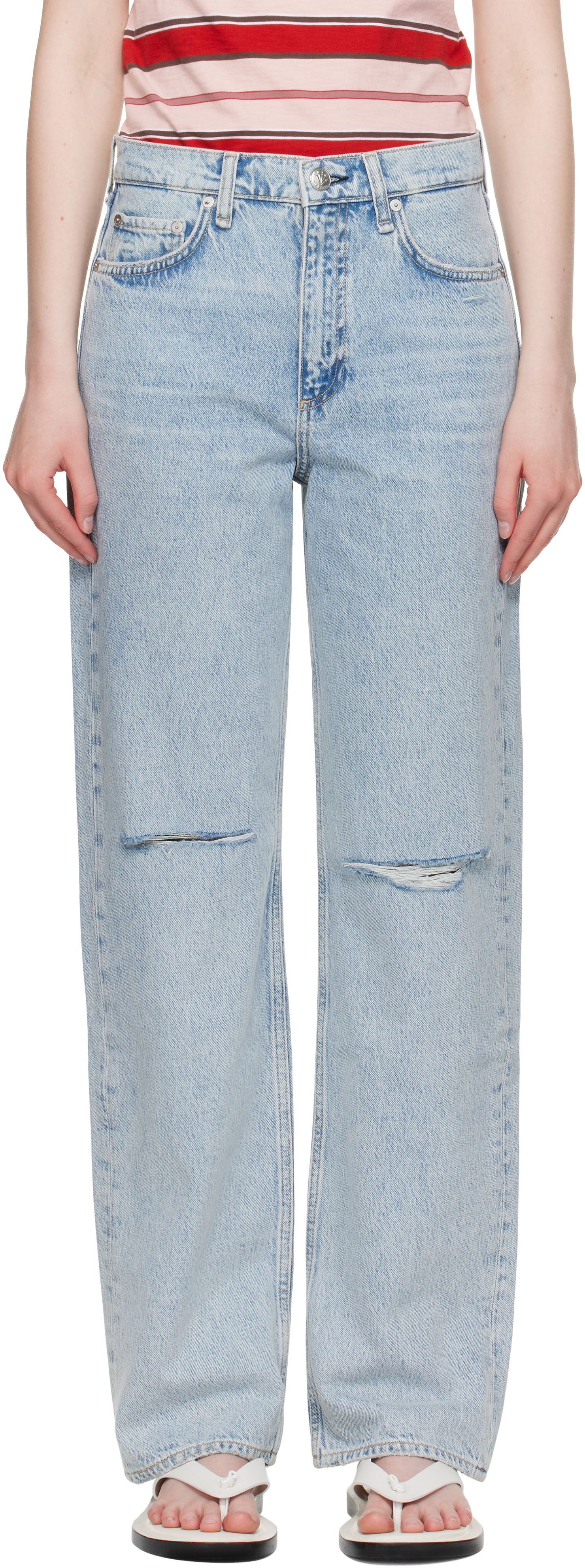 Kavbojke rag & bone rag & bone Shea Relaxed High Rise Jeans Modra | WDD25P1006RGCH, 0
