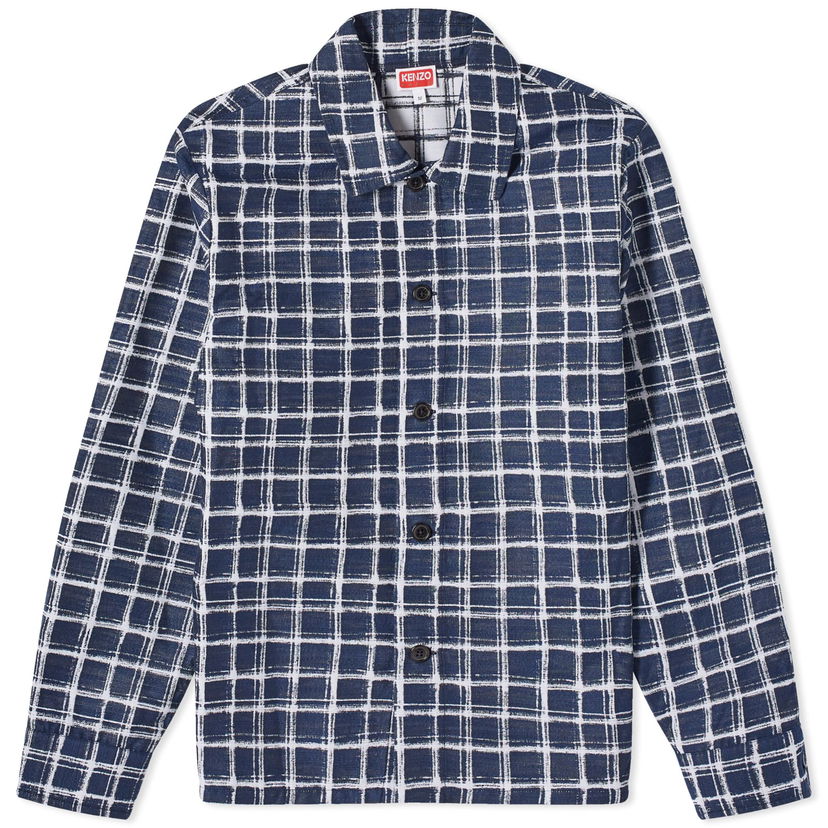 Srajce KENZO Check Jacquard Overshirt Mornarica | FE55CH5269JK-77