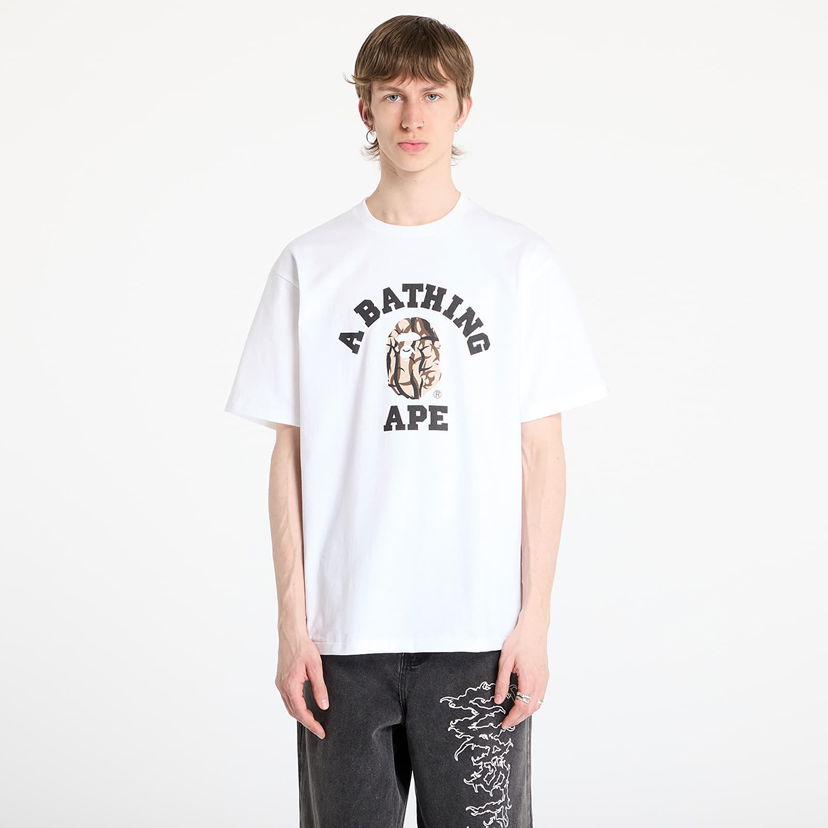 Majica BAPE A BATHING APE Trial Camo College Tee Bela | 001TEL301033MWHA