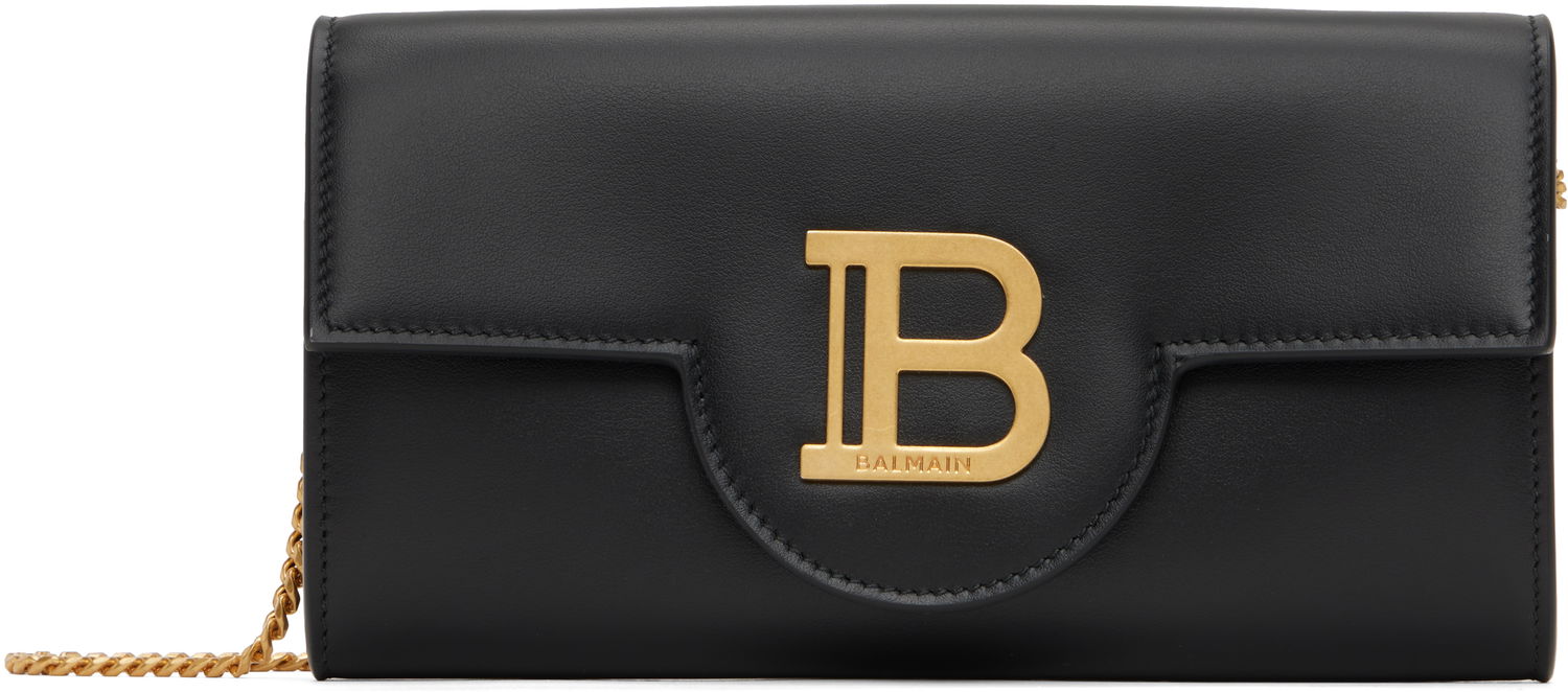 Denarnica Balmain Balmain B-Buzz Leather Wallet on Chain Črna | DN1ON197LAVE, 0