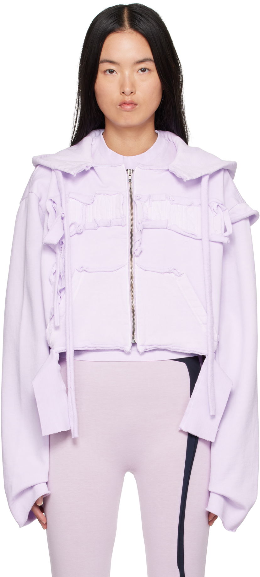 Pulover Ottolinger Ottolinger Distressed Cropped Hoodie Lila | 2215020214