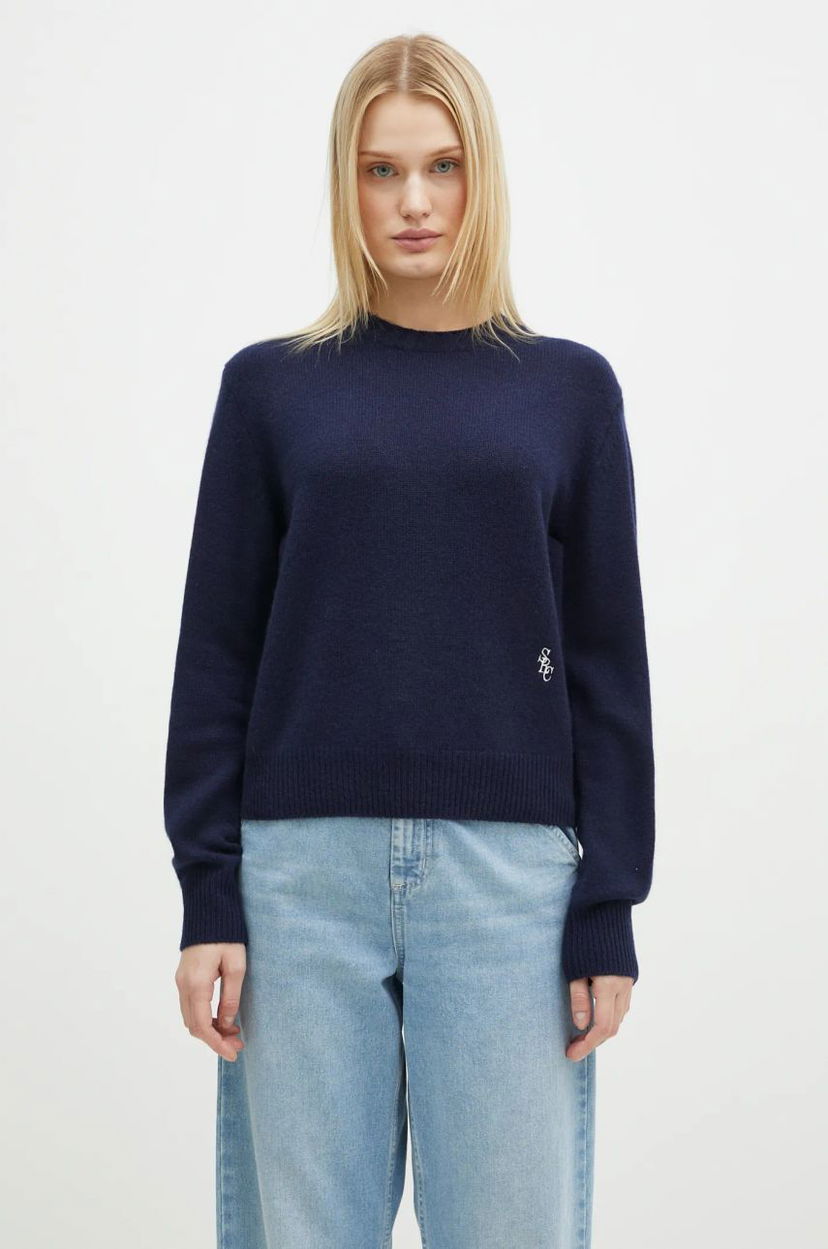 Pleteni pulover Sporty & Rich Sporty & Rich SRC Wool Cashmere Sweater Mornarica | WS012506302BL32