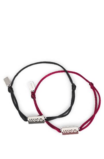 Zapestnica BOSS Two cord cuffs with rectangular metal plaques Večbarvna | 50549076, 1