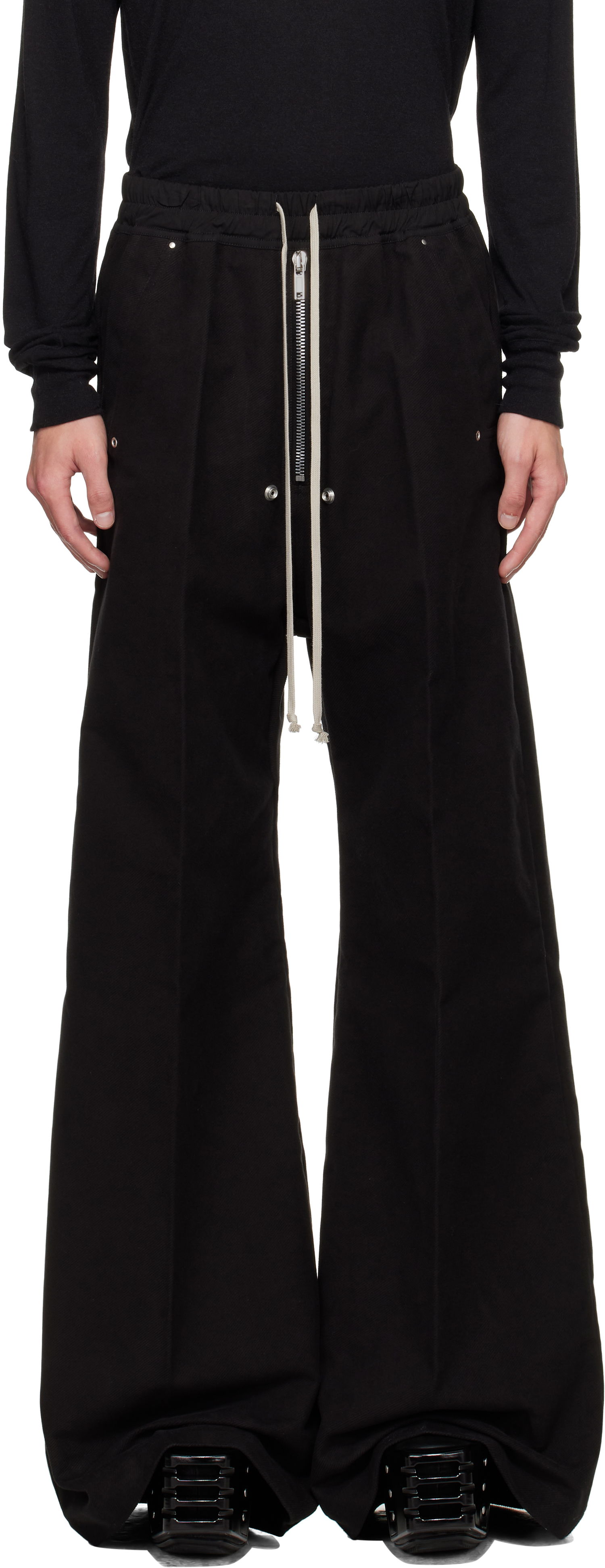 Hlače Rick Owens Rick Owens Concordians Wide Bela Trousers Črna | RU02E1366 TB, 0