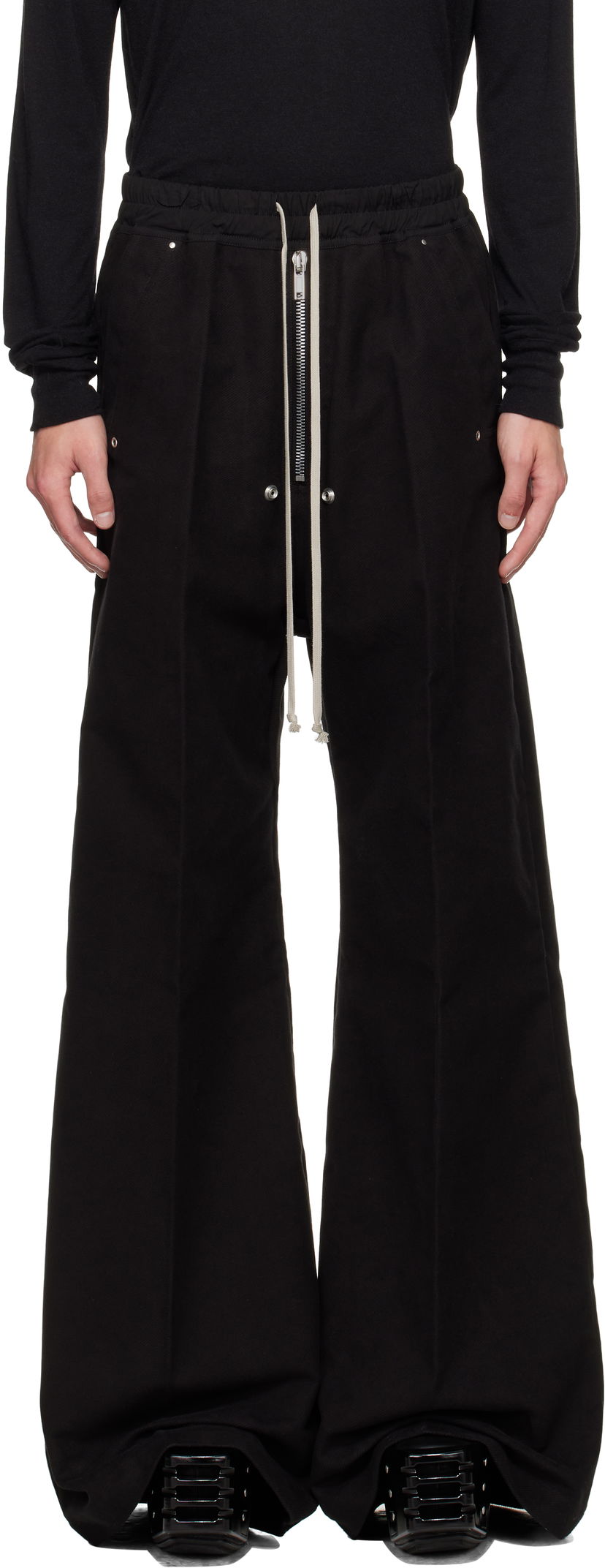 Hlače Rick Owens Rick Owens Concordians Wide Bela Trousers Črna | RU02E1366 TB
