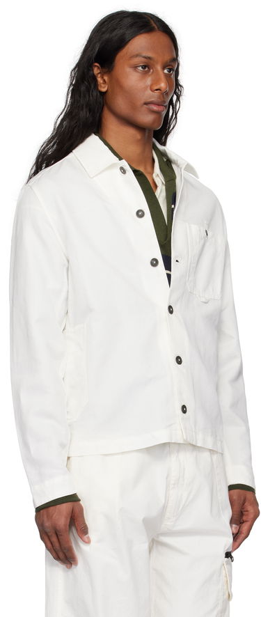 Srajce C.P. Company C.P. Company Lens Cotton Linen Overshirt Bela | 18CMOS102A-006273G, 1