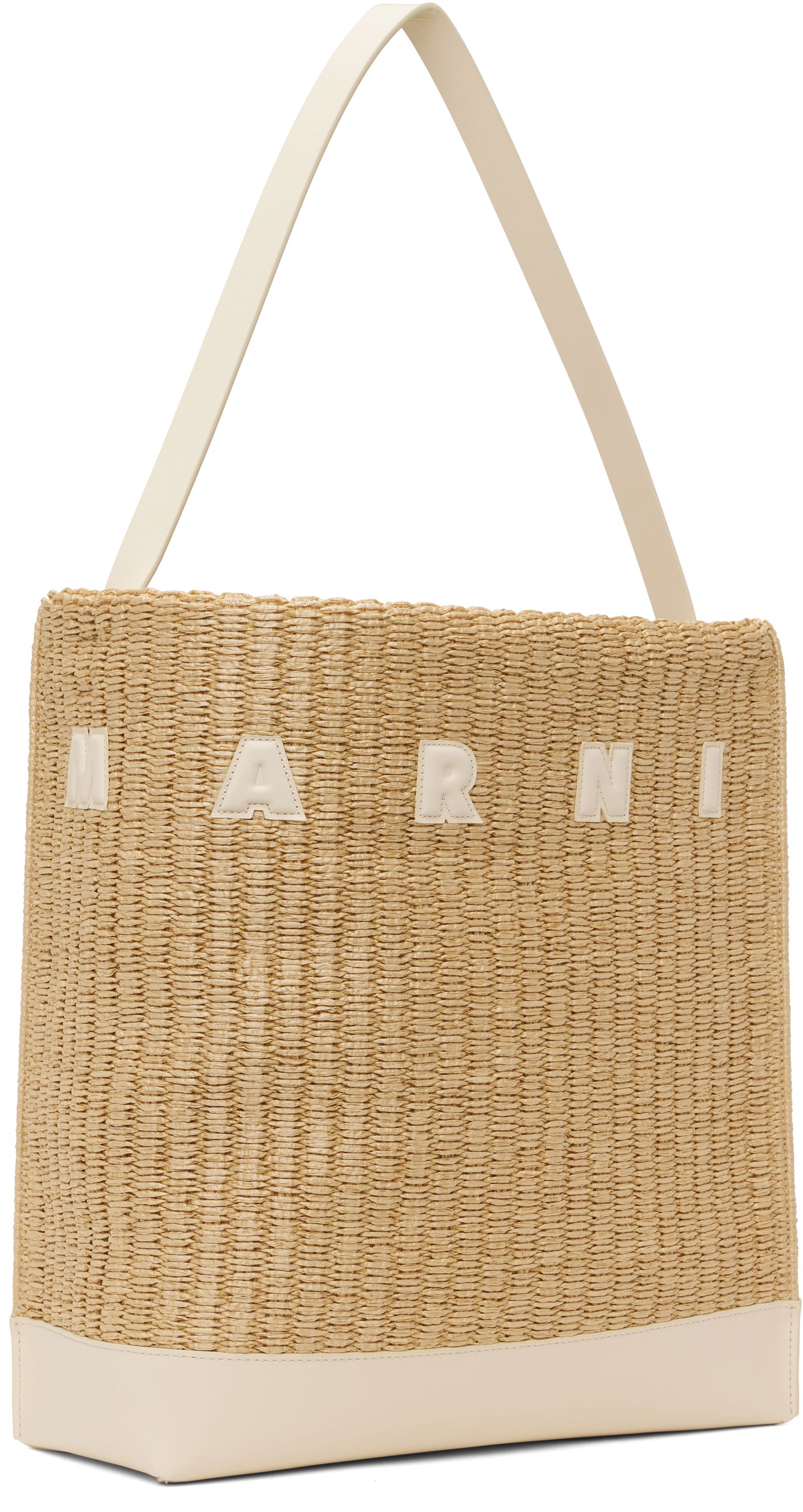 Tote bag Marni Marni Museo Medium Raffia-Effect Tote Bež | SHMP0106U1 P8284, 1