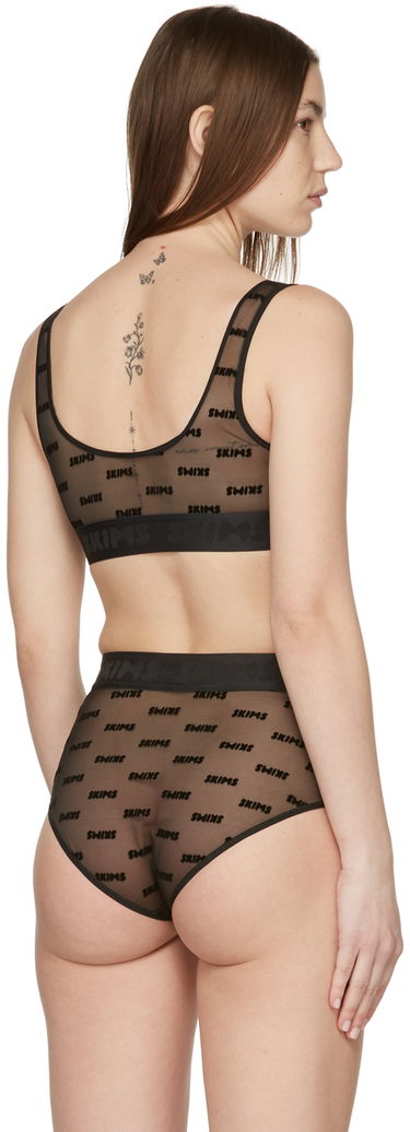 Modrček SKIMS After Hours Logo-Jacquard Mesh Bra Črna | BR-SCN-1312, 2