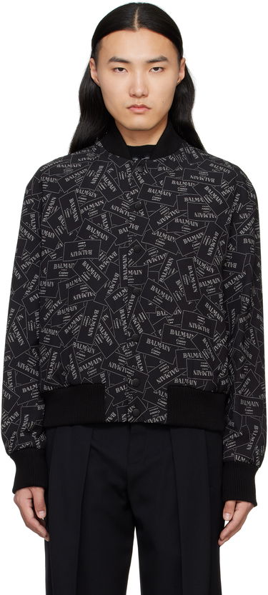 Bomber jakna Balmain Balmain Printed Label Bomber Jacket Črna | EH1TF955VH56, 0