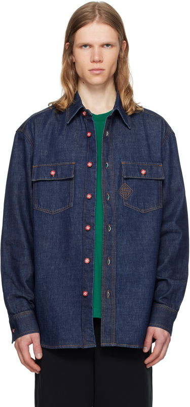 Srajce Casablanca Casablanca Logo Embroidery Denim Shirt Modra | MPF25-SH-189-01, 0
