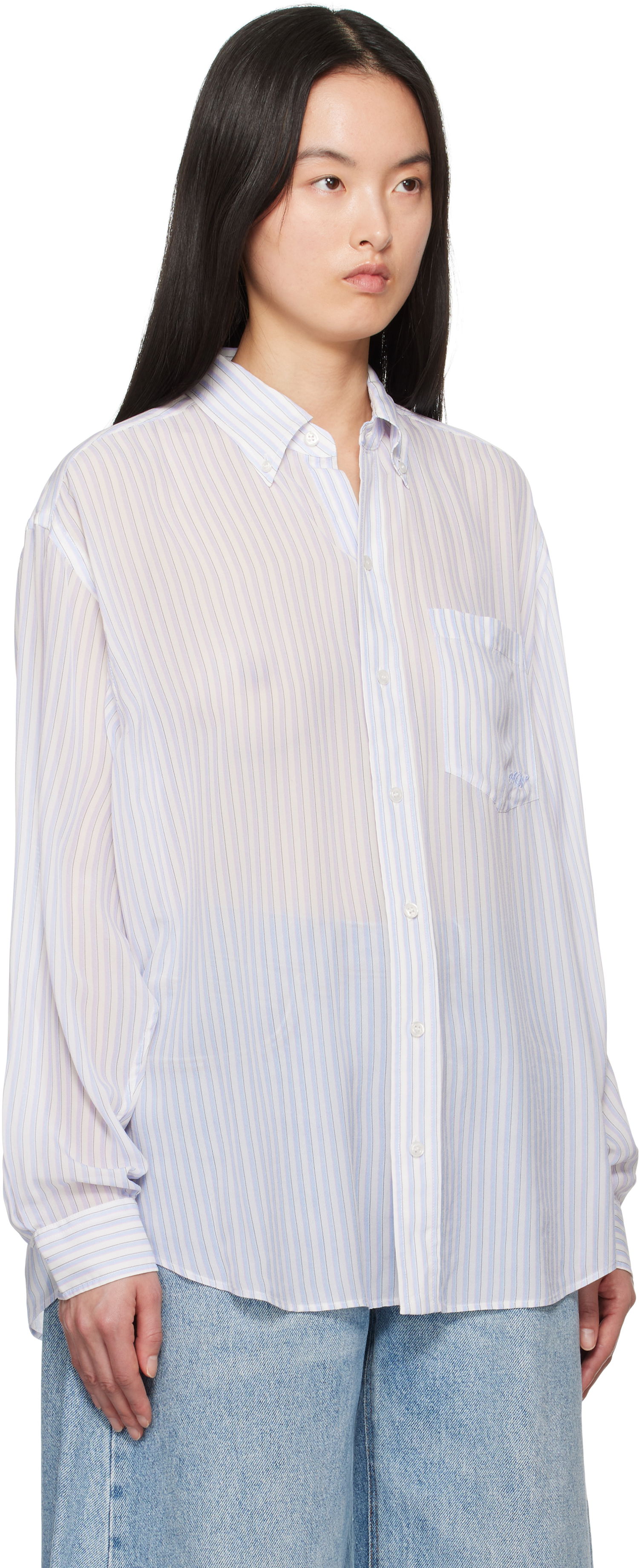 Srajce Alexander Wang Alexander Wang Oversize Silk Chiffon Shirt Bela | 1WC2251012, 1