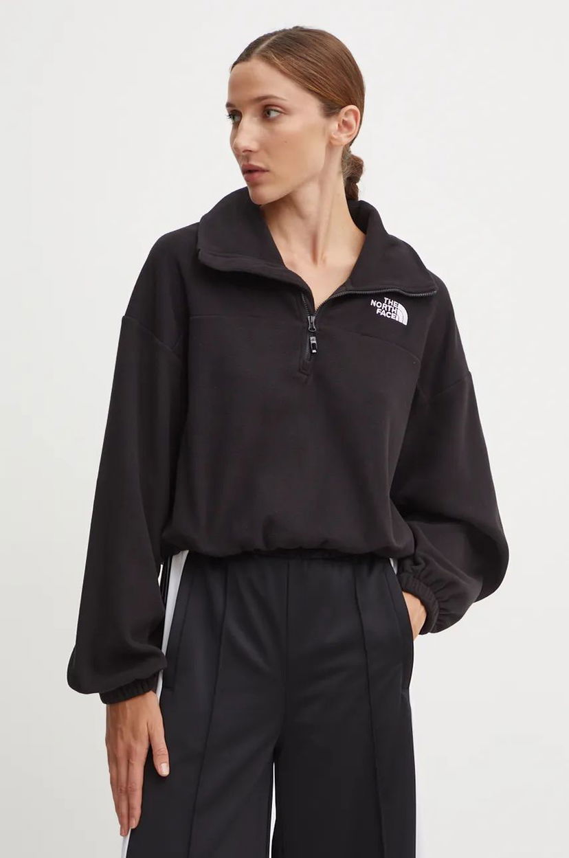 Pulover The North Face Glacier 100 Black Cropped Sweatshirt Črna | NF0A89J9JK31