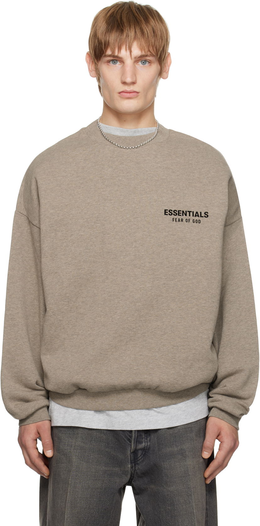 Pleteni pulover Fear of God Fear of God ESSENTIALS Fleece Crewneck Sweatshirt Rjava | 192HO246269F