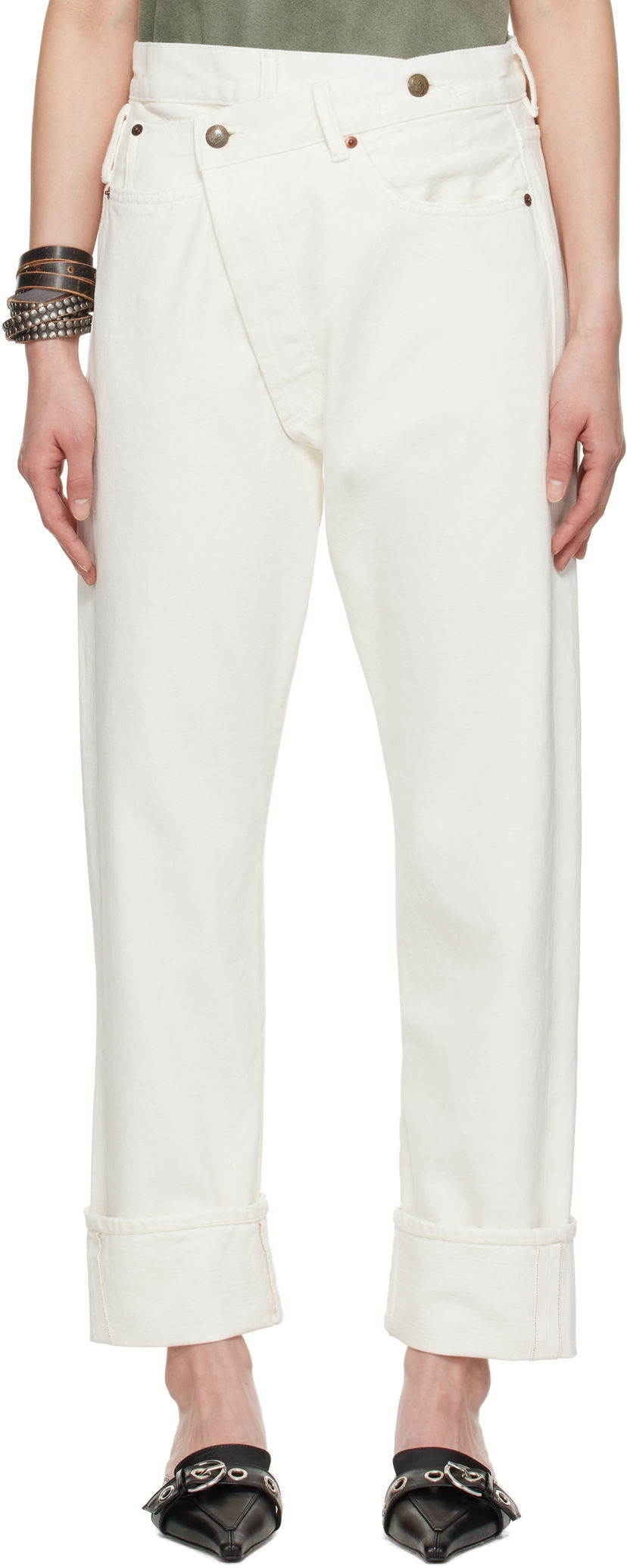 Kavbojke R13 R13 Cuffed Crossover Jeans Bela | R13W2048-D314A