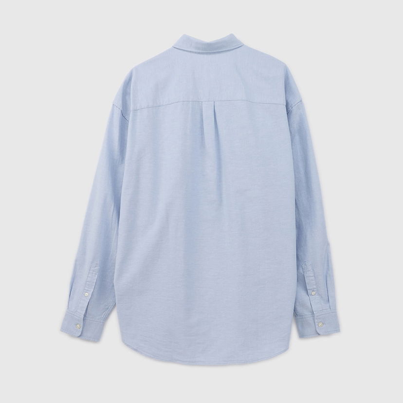 Srajce GAP Longsleeve Standard-Fit Oxford Logo Shirt Light Blue Modra | 887258-00