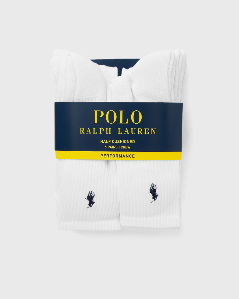Nogavice Polo by Ralph Lauren 6-Pack Half Cushioned Performance Crew Socks Bela | 449943676001