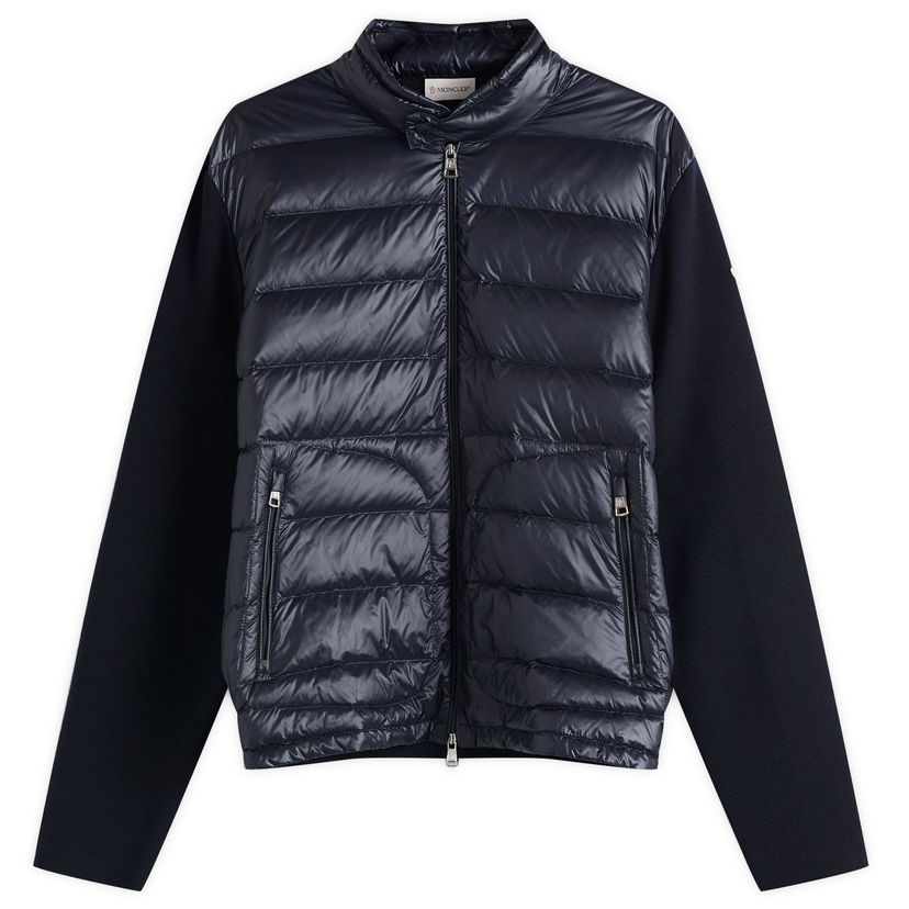Puhovka Moncler Men's Extrafine Wool Cardigan Hybrid Jacket, Size Large Mornarica | 9B000-16-M1131-776