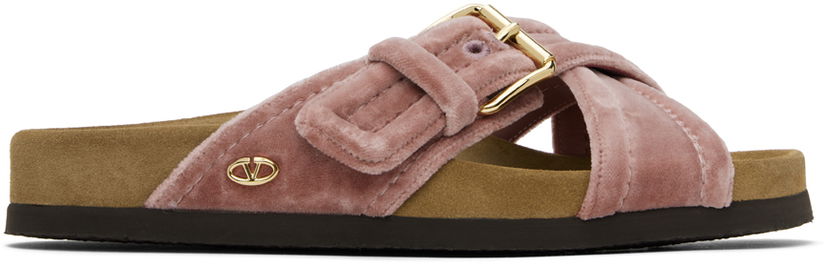 Modni dodatki Valentino Valentino Garavani Fussfriend Velvet Sandals Roza | 4W0S0IZ5EYW