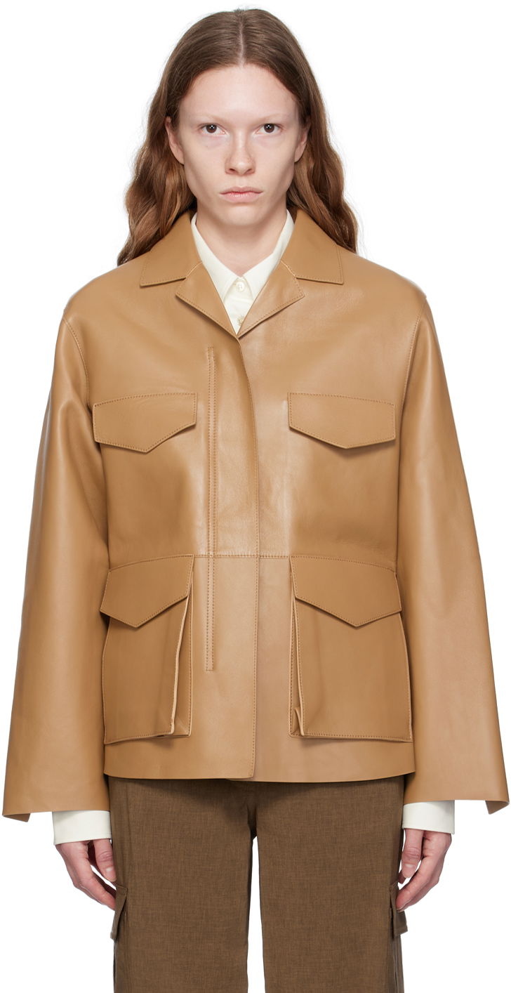 Jakna TOTEME Army Leather Jacket Bež | 233-108-737