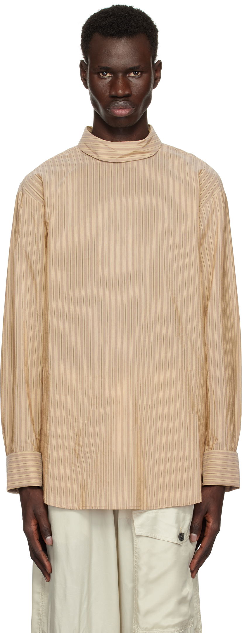 Srajce Dries Van Noten Dries Van Noten Striped Turtleneck Shirt Bež | 251-020704-1524