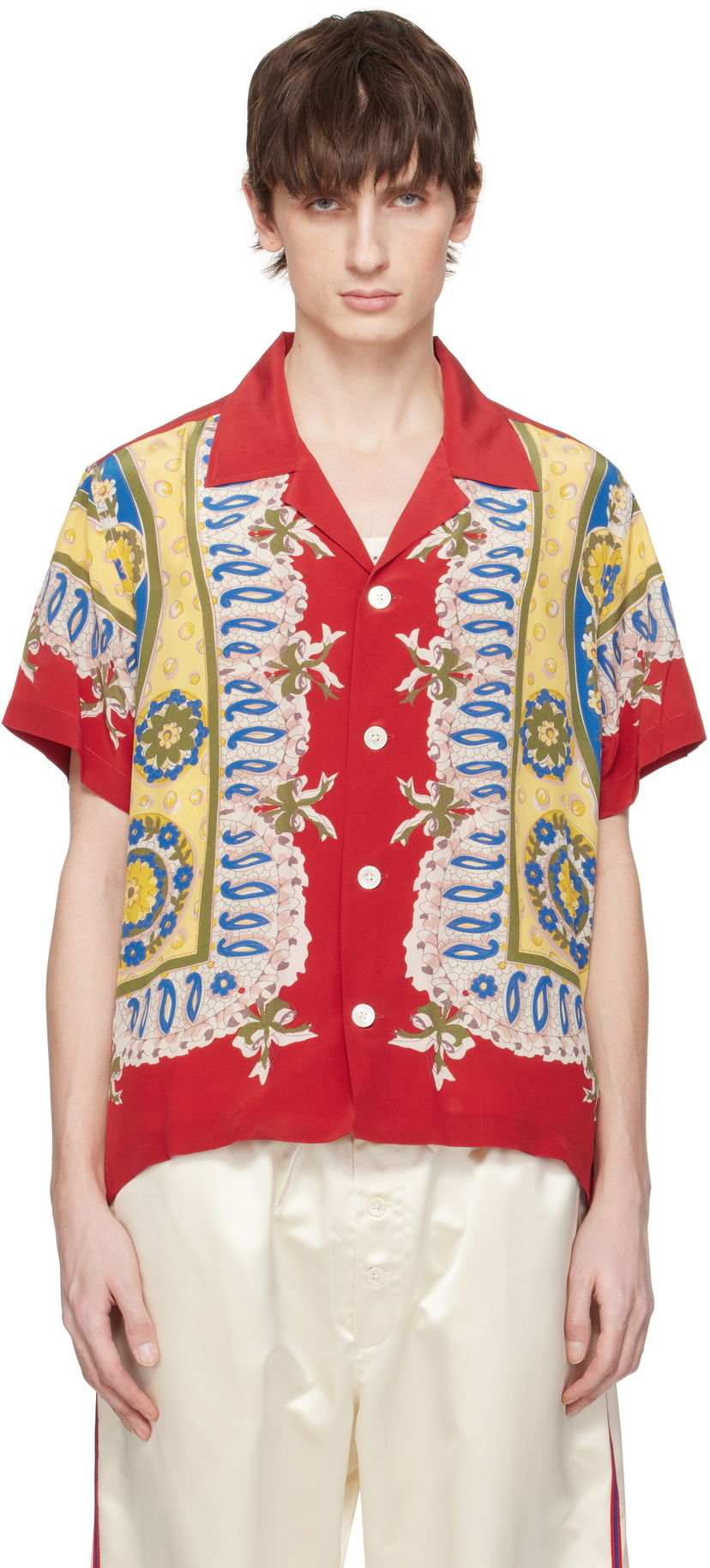 Srajce Bode Bode Bricolage Short Sleeve Shirt Rdeča | MRS25SH002