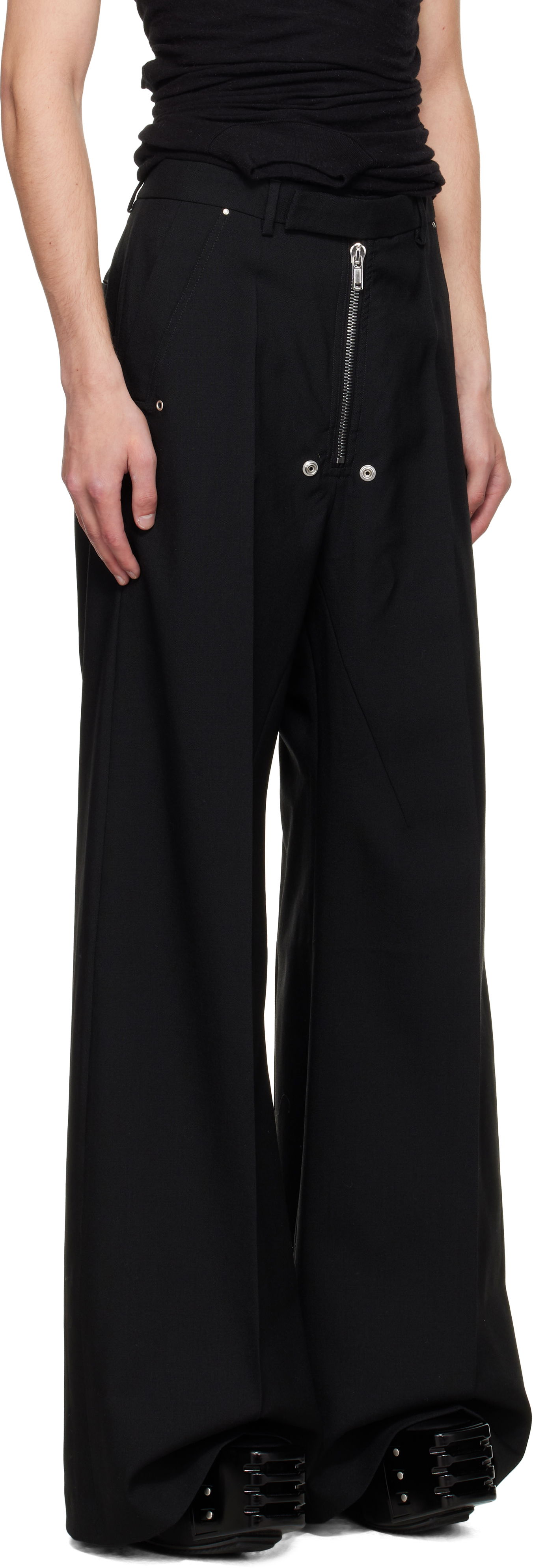 Hlače Rick Owens Rick Owens Concordians Wide Bela Tailored Trousers Črna | RU02E1354 WGP, 1