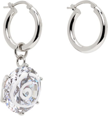 Uhani Maison Margiela MM6 Maison Margiela Silver Crystal Spiral Drop Earrings Kovinski | SM7VG0087 P8372, 1