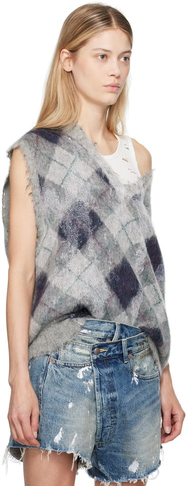 Pleteni pulover R13 R13 Oversized Argyle Vest Siva | R13WY244-Y058B, 1