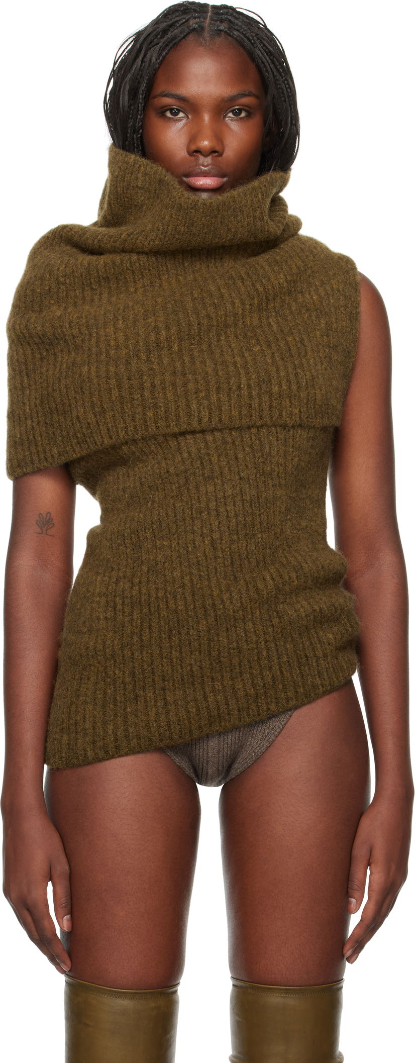 Pleteni pulover Rick Owens Turtleneck Sweater Rjava | RO02D3673 KHWP