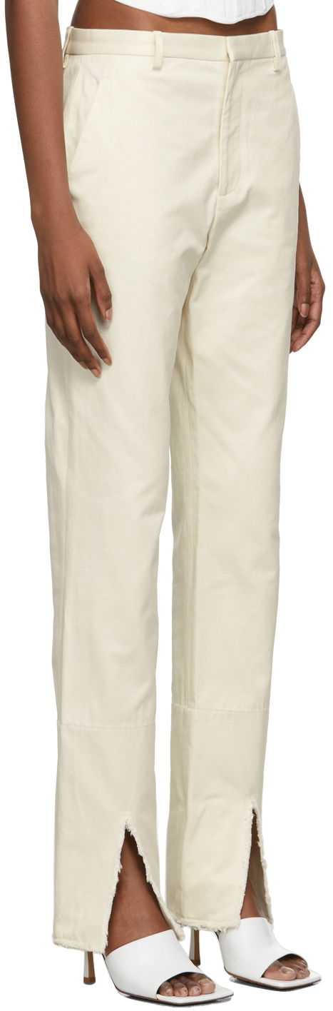 Hlače Dion Lee Split Frayed Trousers Bela | C2028R22, 1
