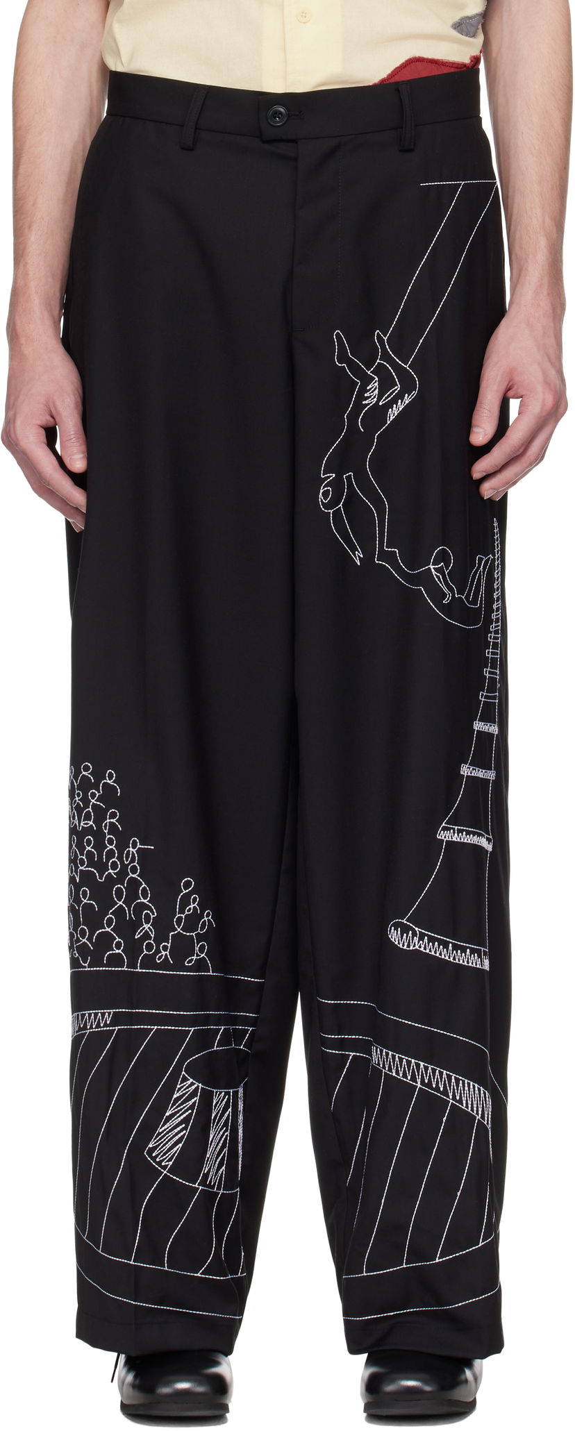 Hlače KidSuper KidSuper Circus Sketch Baggy Trousers Črna | SS25-PT-18