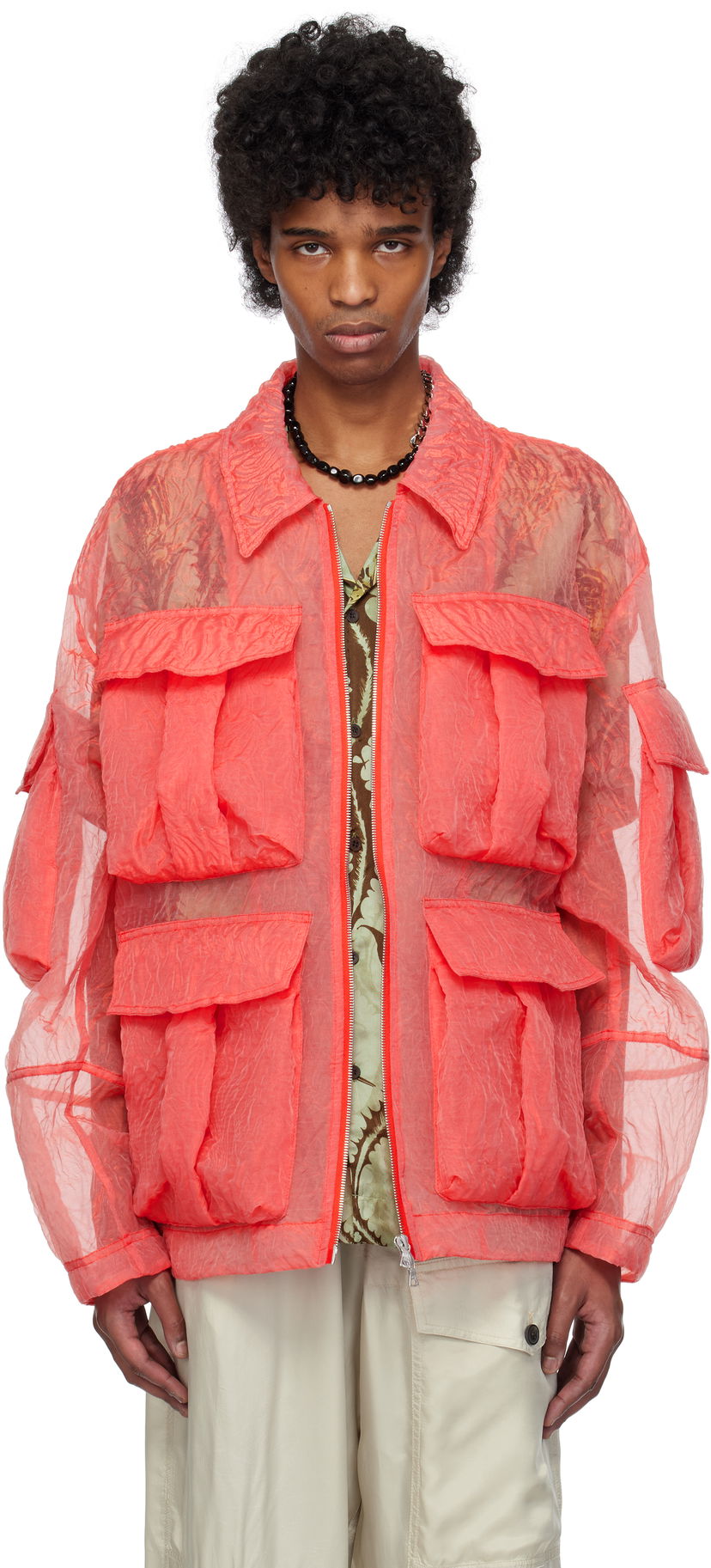Jakna Dries Van Noten Dries Van Noten Crinkled Pocket Jacket Oranžna | 251-020529-1277