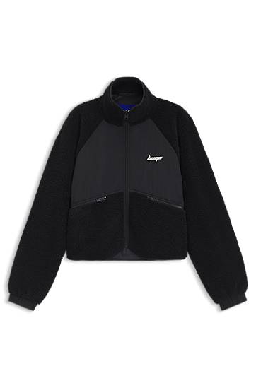 Jakna BOSS Contrast-Panel Teddy Jacket Črna | 50545637