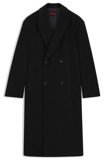 Plašči BOSS HUGO Double-Breasted Wool Blend Coat Črna | 50549291
