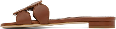 Obleke Manolo Blahnik Manolo Blahnik Haribalmuflat Leather Scalloped Slides Rjava | 424-1839, 2
