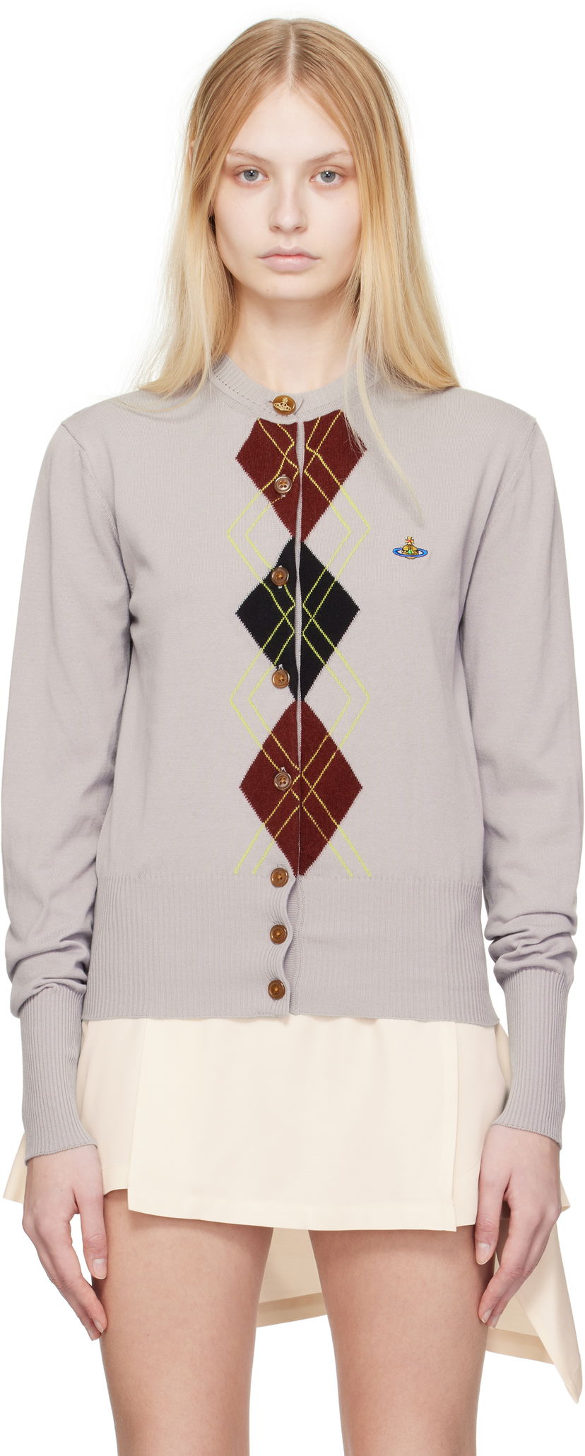 Pleteni pulover Vivienne Westwood Vivienne Westwood Argyle Cardigan Siva | 1803005R-Y003D-