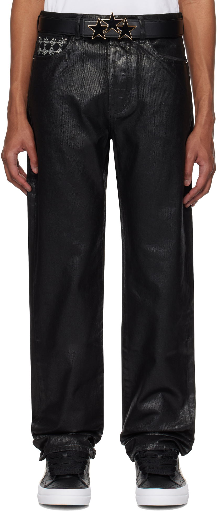 Kavbojke AMIRI AMIRI MA Quad Straight Waxed Jeans Črna | AMDNGH1059