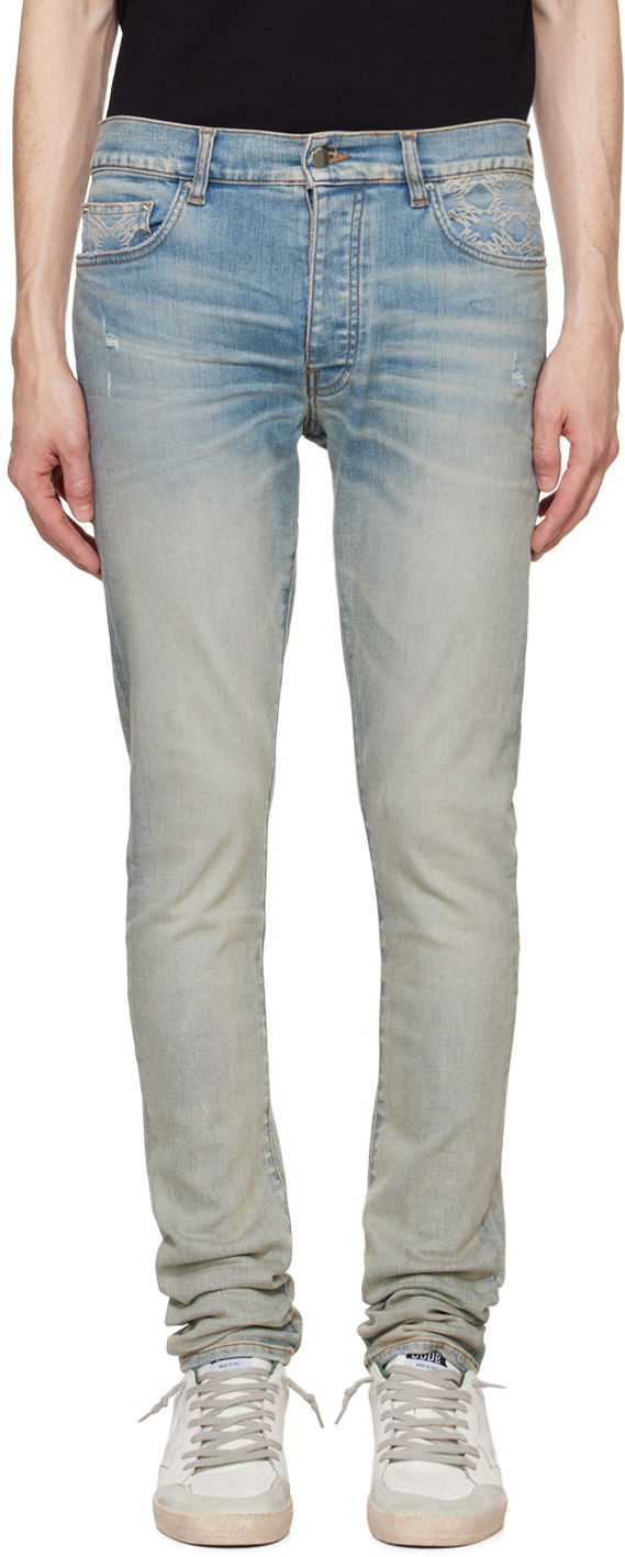 Kavbojke AMIRI AMIRI MA Quad Contrast Skinny Jeans Modra | AMDNSY1081