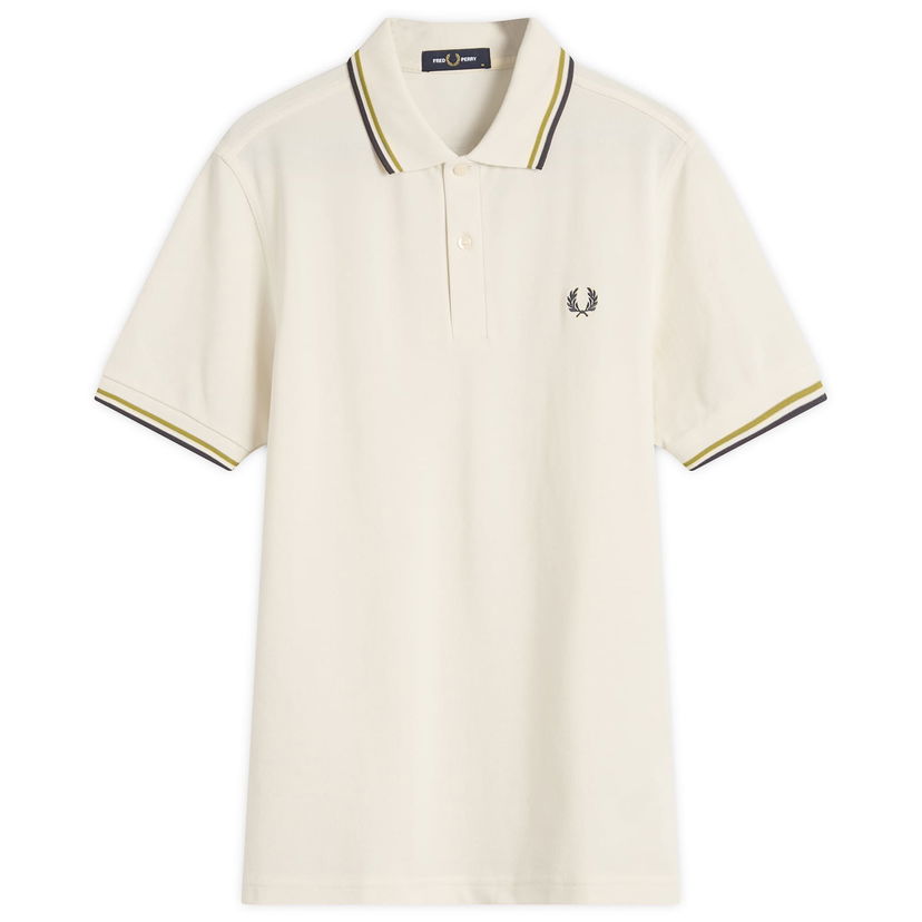 Polo majica Fred Perry Fred Perry Twin Tipped Polo Shirt, Size Large Bela | M3600-46A