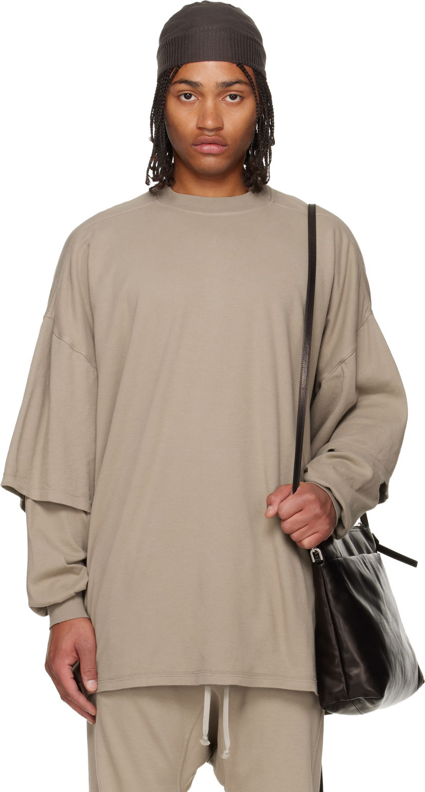 Pulover Rick Owens Concordians Tommy Hustler Layered Sleeve Oversized Sweatshirt Bež | DU02E7266 JDB