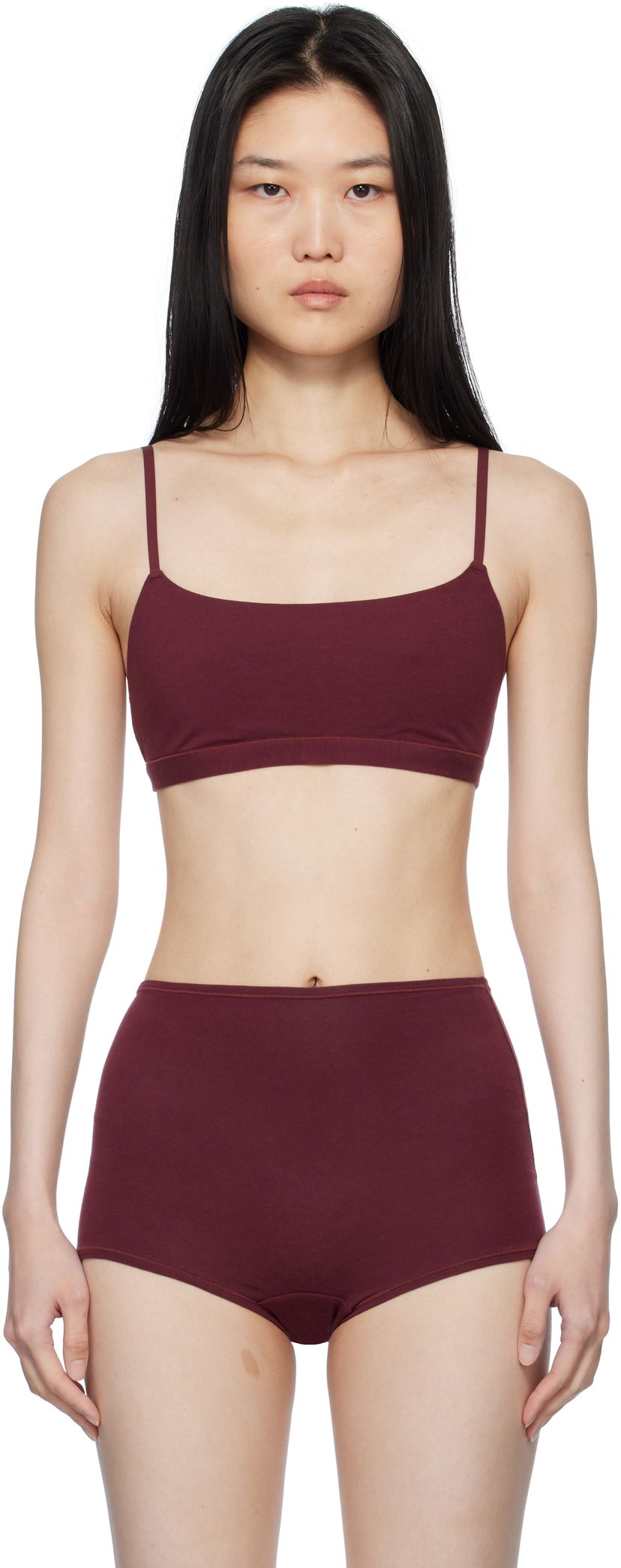 Modrček SKIMS SKIMS Cotton Jersey Scoop Bralette Bordo | BR-SCP-4460