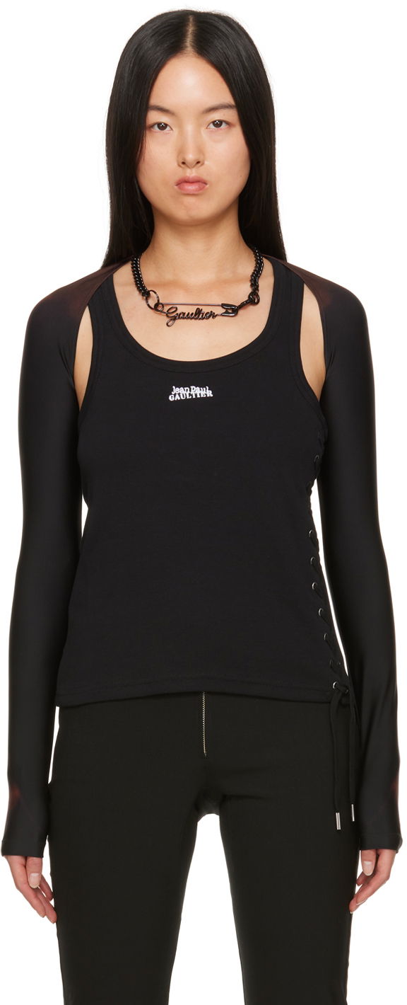 Majica brez rokavov Jean Paul Gaultier Jean Paul Gaultier Open-Shoulder Top Črna | 23/15-F-TO105-J527-67