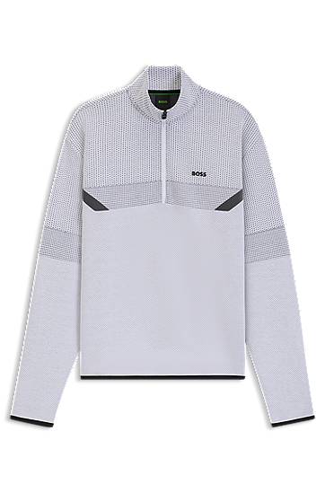 Pleteni pulover BOSS Relaxed Fit Zip Neck Sweatshirt Siva | 50543144