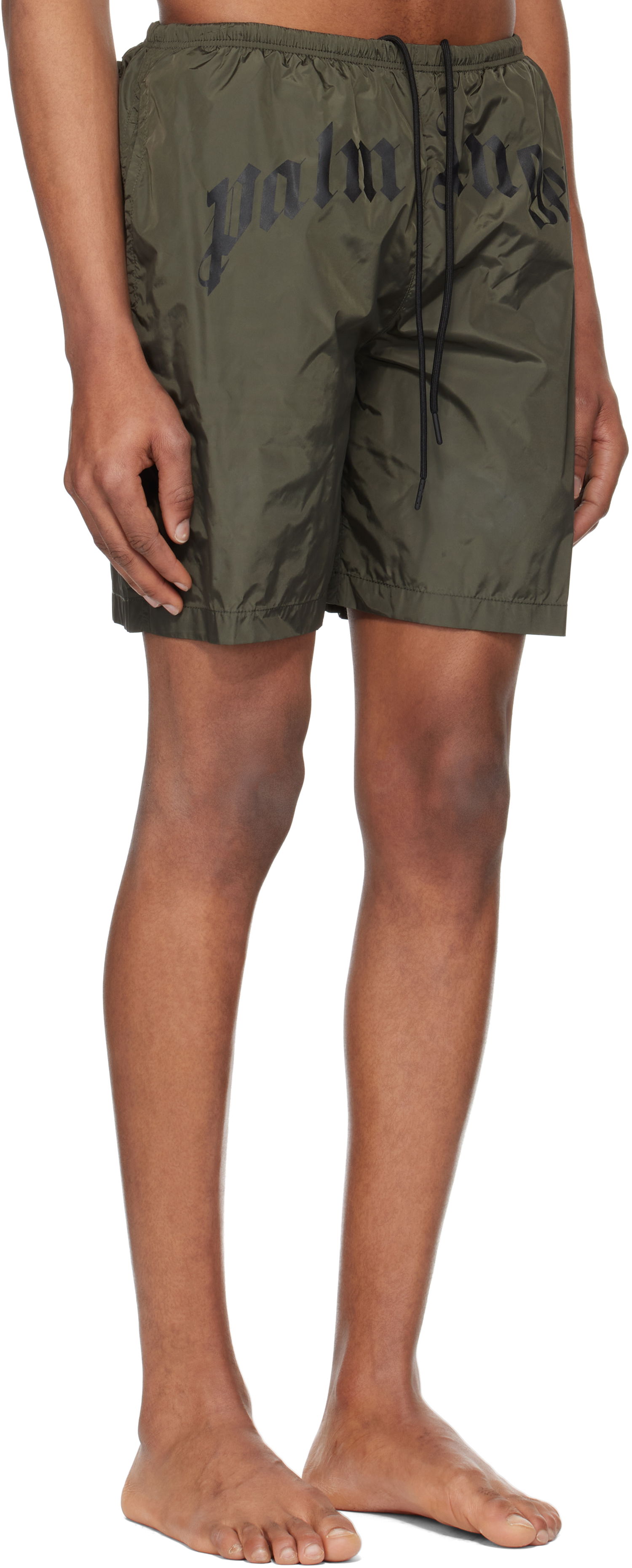 Kopalke Palm Angels Palm Angels Curved Logo Swim Shorts Zelena | PMFD018S25FAB0015610, 1